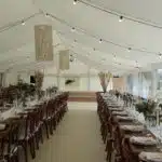 Wedding marquee with white flat linings